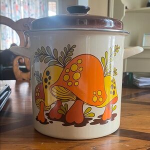 Vintage Mushroom Enamel Pot